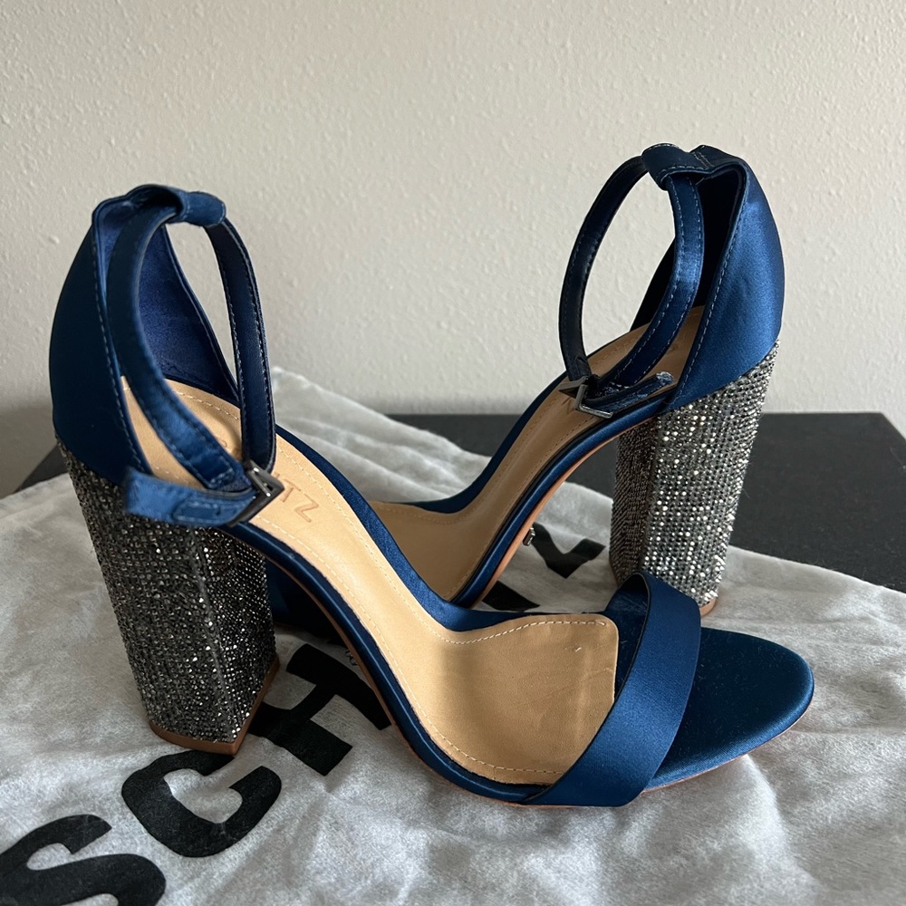 Schutz Hara Blue Satin Heel, Size 9, NWT